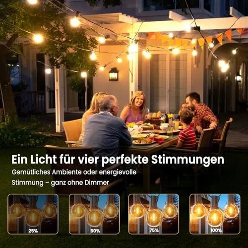 LONIUTO LED Lichtketting 30M 52 Lampen G40 E12 IP45 Warm Wit — foto 6