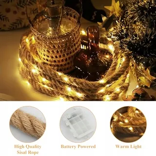 LED Hennepkoord Lamp Batterij Afstandsbediening 8 Modi 300cm 60 LED — miniatuur 3