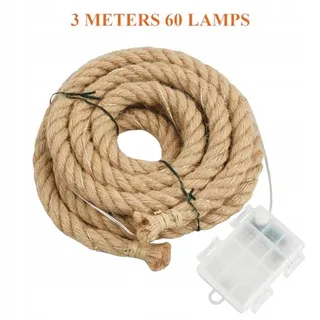 LED Hennepkoord Lamp Batterij Afstandsbediening 8 Modi 300cm 60 LED — miniatuur 2