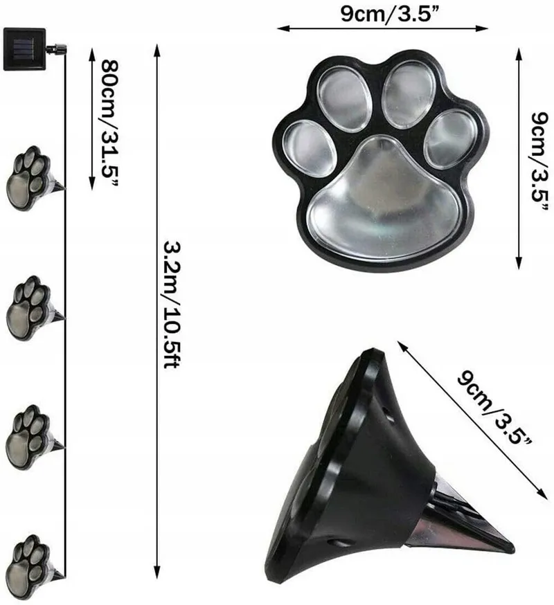 Solarlampen Tuin Hondenpoot Pad Koudwit 4 LED — foto 5