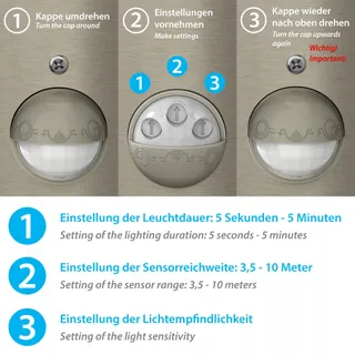 LEDSCOMDE PORU Buitenwandlamp Bewegingssensor RVS E27 IP44 — miniatuur 3