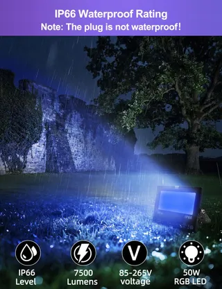 HEKEE LED Schijnwerper RGB 12 Kleuren IP66 Afstandsbediening 2 Stuks — miniatuur 4