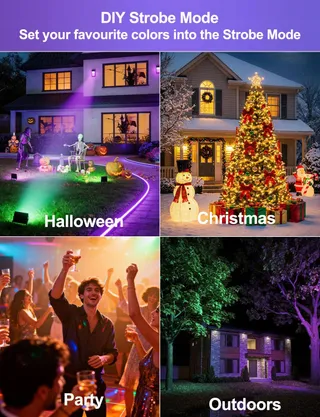 HEKEE LED Schijnwerper RGB 12 Kleuren IP66 Afstandsbediening 2 Stuks — miniatuur 3
