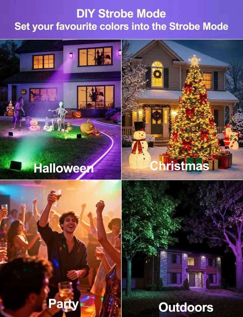 HEKEE LED Schijnwerper RGB 12 Kleuren IP66 Afstandsbediening 2 Stuks — foto 3