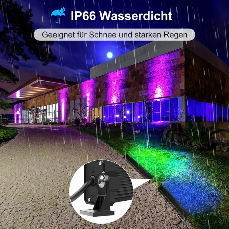 LINKE 42W LED Wallwasher Set 2 RGB Schijnwerper 10 Kleuren IP66 Waterdicht — foto 3
