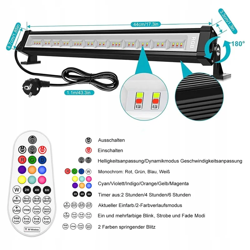 LINKE 42W LED Wallwasher Set 2 RGB Schijnwerper 10 Kleuren IP66 Waterdicht — foto 5