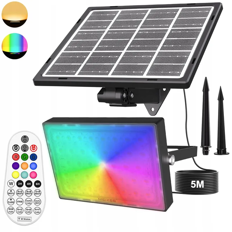 MEIKEE Solar RGB LED Schijnwerper 12 Kleuren Afstandsbediening — foto 1