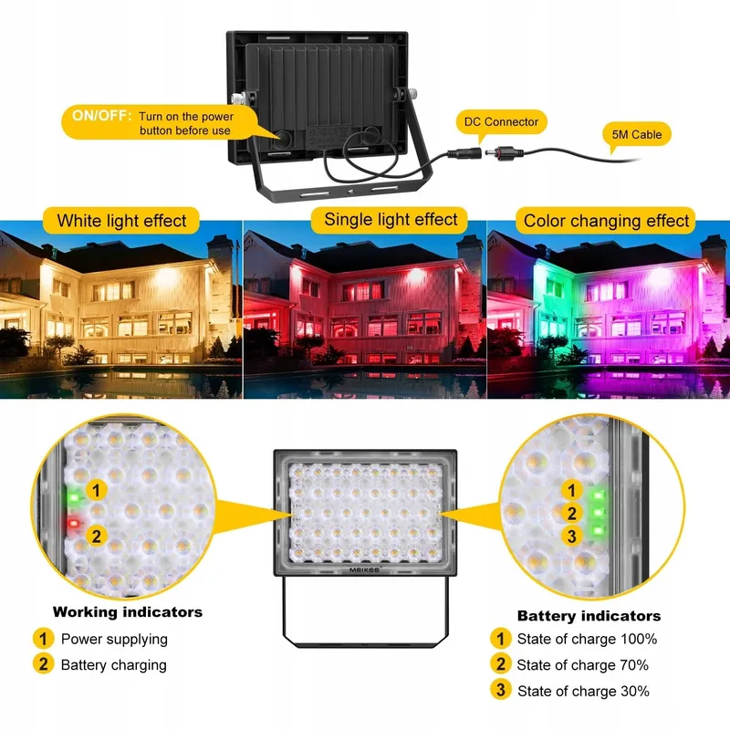 MEIKEE Solar RGB LED Schijnwerper 12 Kleuren Afstandsbediening — foto 8
