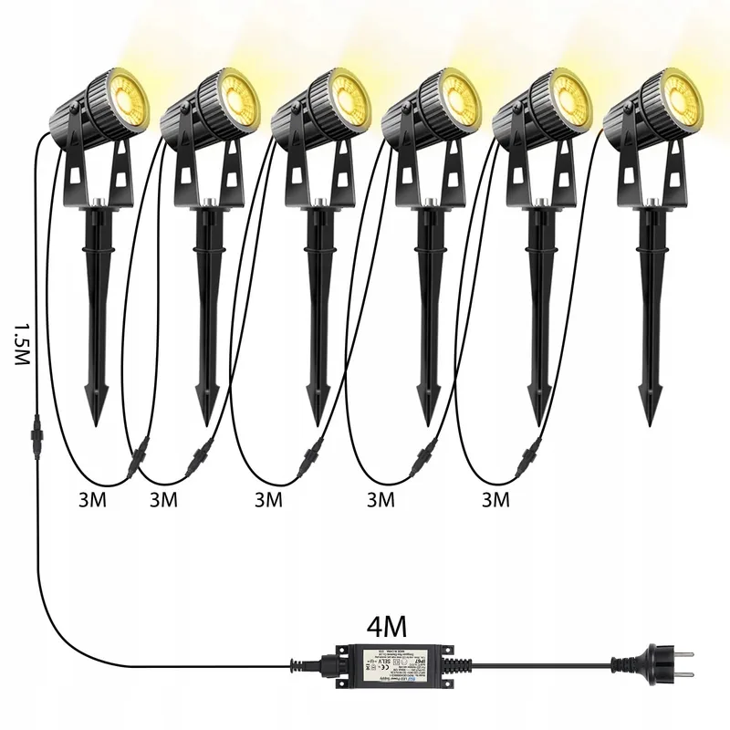 LAMMSPEN Set 6 LED Tuinlampen 24V 20W Warmwit IP65 — foto 5