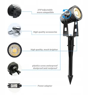LAMMSPEN Set 6 LED Tuinlampen 24V 20W Warmwit IP65 — miniatuur 2