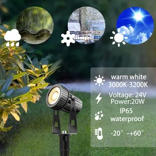 LAMMSPEN Set 6 LED Tuinlampen 24V 20W Warmwit IP65 — miniatuur 3