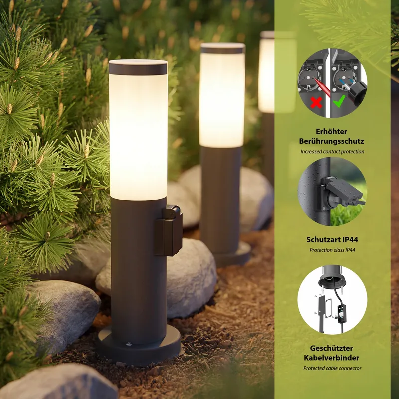 LEDSCOMDE PORU Tuinlamp IP44 39cm Antraciet E27 40W — foto 5