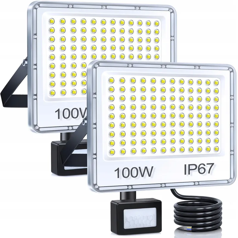 YIQIBRO 100W LED Schijnwerper Bewegingssensor 2 Stuks 10000LM — foto 1