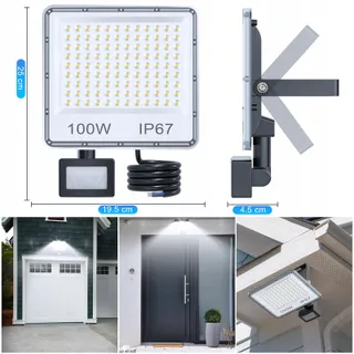 YIQIBRO 100W LED Schijnwerper Bewegingssensor 2 Stuks 10000LM — miniatuur 7