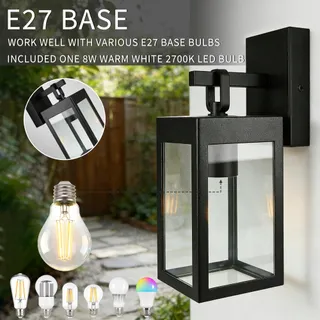 JNR LED Buitenlamp IP54 Zwart 8W 2700K Terras Tuin — miniatuur 2