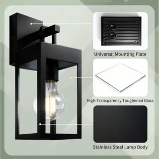 JNR LED Buitenlamp IP54 Zwart 8W 2700K Terras Tuin — miniatuur 4
