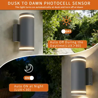 JNR LED Buitenlamp Schemersensor IP54 2x5W GU10 3000K Warm — miniatuur 3