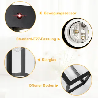 OYKYOHEI Buitenlamp met Bewegingssensor IP44 E27 Zonder Lamp — miniatuur 5