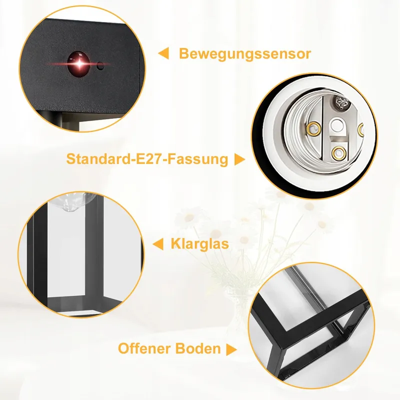 OYKYOHEI Buitenlamp met Bewegingssensor IP44 E27 Zonder Lamp — foto 5