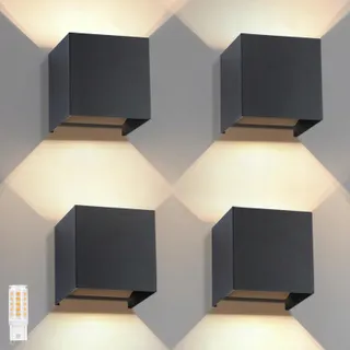 KOWANIE Buitenwandlamp Zwart 4x LED IP65 3000K Woonkamer — miniatuur 1