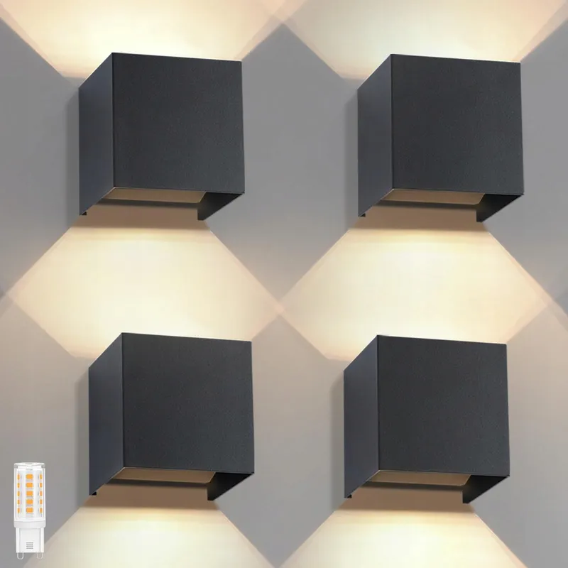 KOWANIE Buitenwandlamp Zwart 4x LED IP65 3000K Woonkamer — foto 1