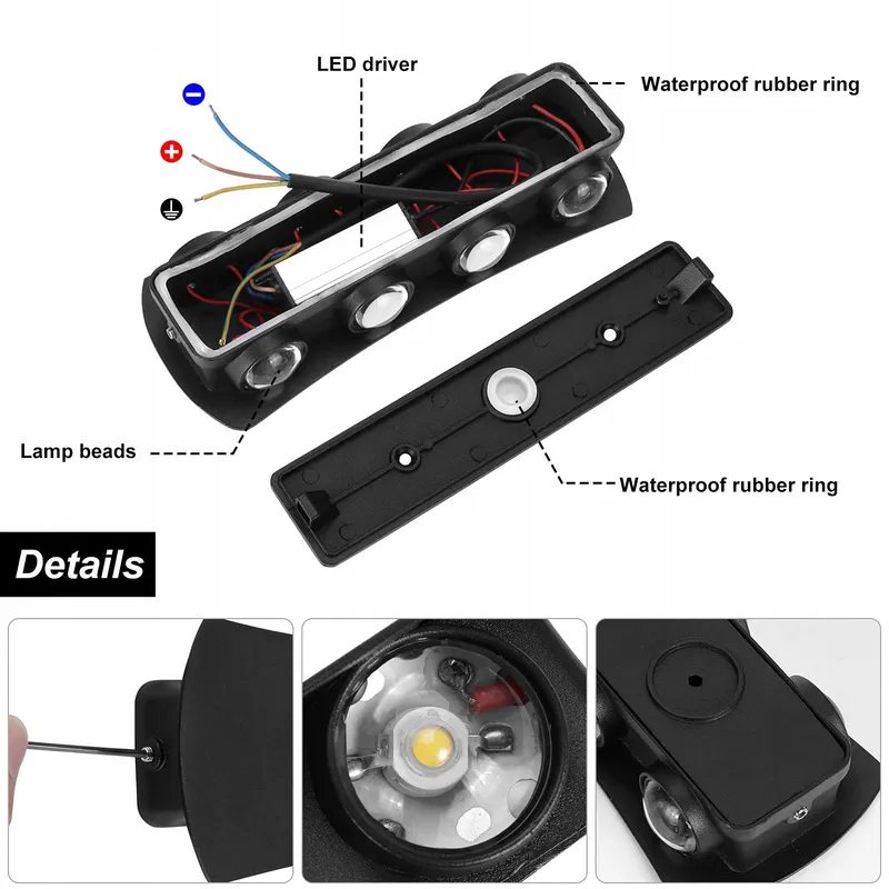 KAWELL LED Lamp 8W Binnen Buiten IP65 Zwart 3000K — foto 2
