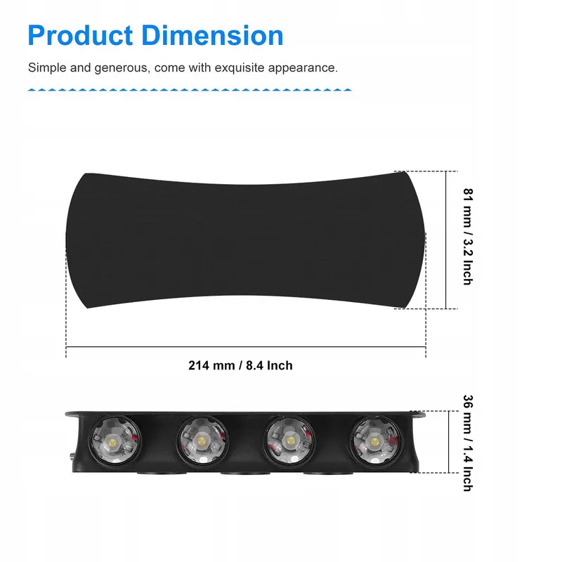 KAWELL LED Lamp 8W Binnen Buiten IP65 Zwart 3000K — foto 9