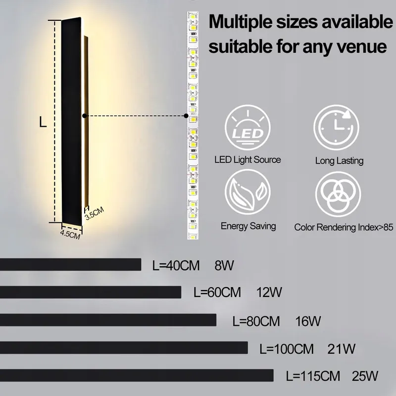 ZTWLEED LED Buitenwandlamp 8W IP65 Waterdicht 6000K 40cm — foto 6