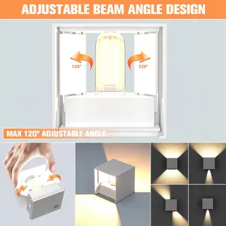 YRGEPOWK LED Wandlamp Binnen Buiten G9 IP65 Verstelbaar Wit — miniatuur 3