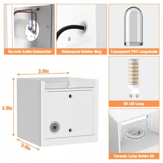 YRGEPOWK LED Wandlamp Binnen Buiten G9 IP65 Verstelbaar Wit — miniatuur 4
