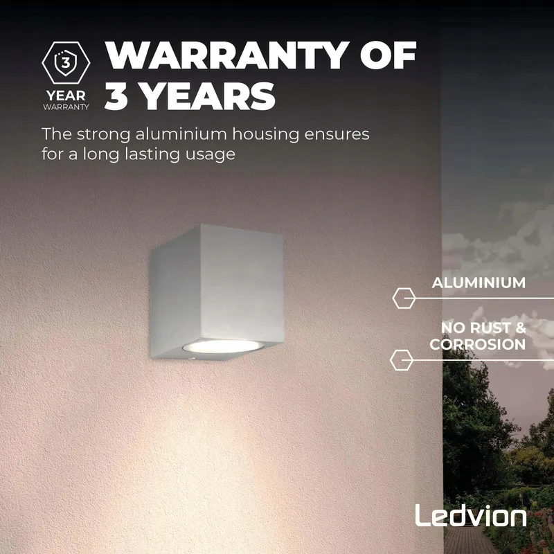 LEDVION San Diego LED Buitenwandlamp Zilver GU10 IP54 — foto 6