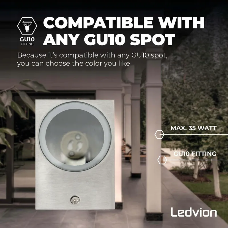LEDVION San Diego LED Buitenwandlamp Zilver GU10 IP54 — foto 5