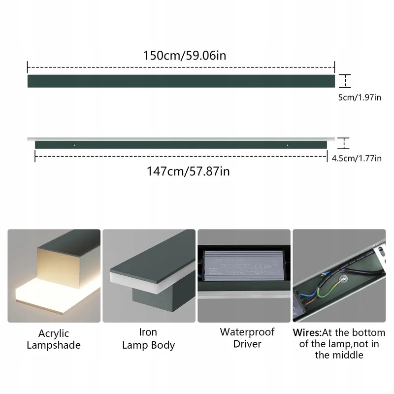 KLIGHTEN LED Wandlamp Antraciet IP65 45W 150cm Binnen Buiten — foto 4