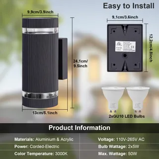 LMP LED Buitenwandlamp Up Down IP65 GU10 Terras Balkon — miniatuur 4