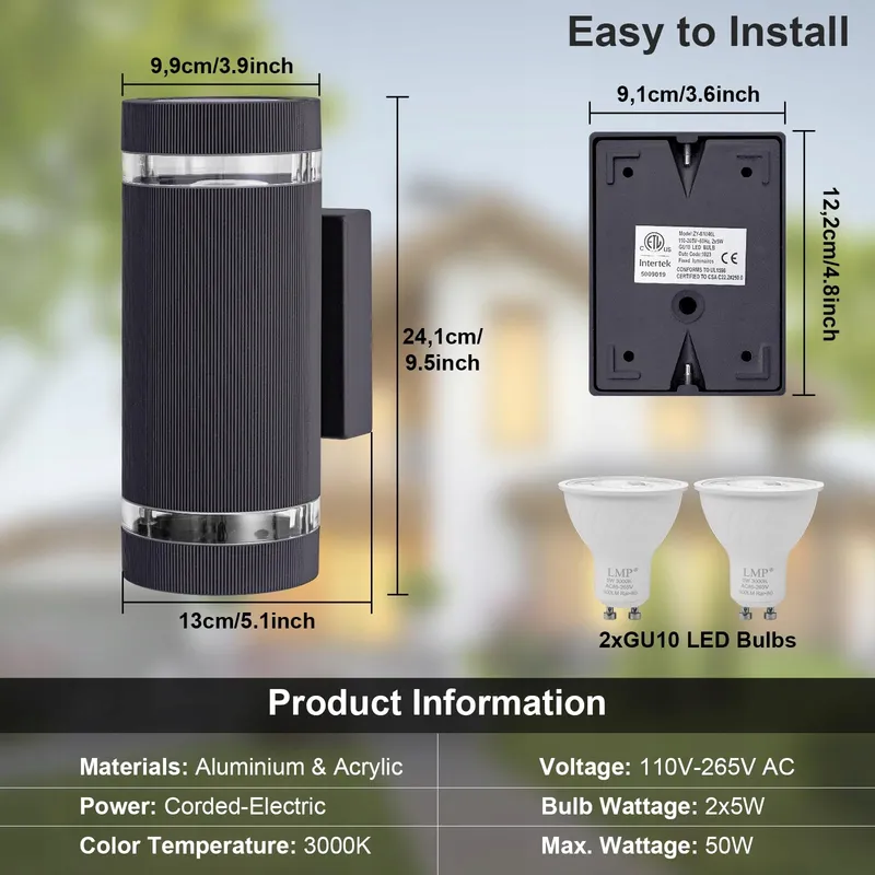 LMP LED Buitenwandlamp Up Down IP65 GU10 Terras Balkon — foto 4