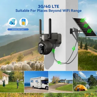 XEGA Buitencamera 4G LTE Solar 2K HD 3MP PTZ Draadloos IP66 — miniatuur 2