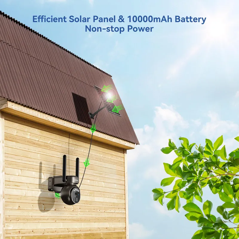 XEGA Buitencamera 4G LTE Solar 2K HD 3MP PTZ Draadloos IP66 — foto 5