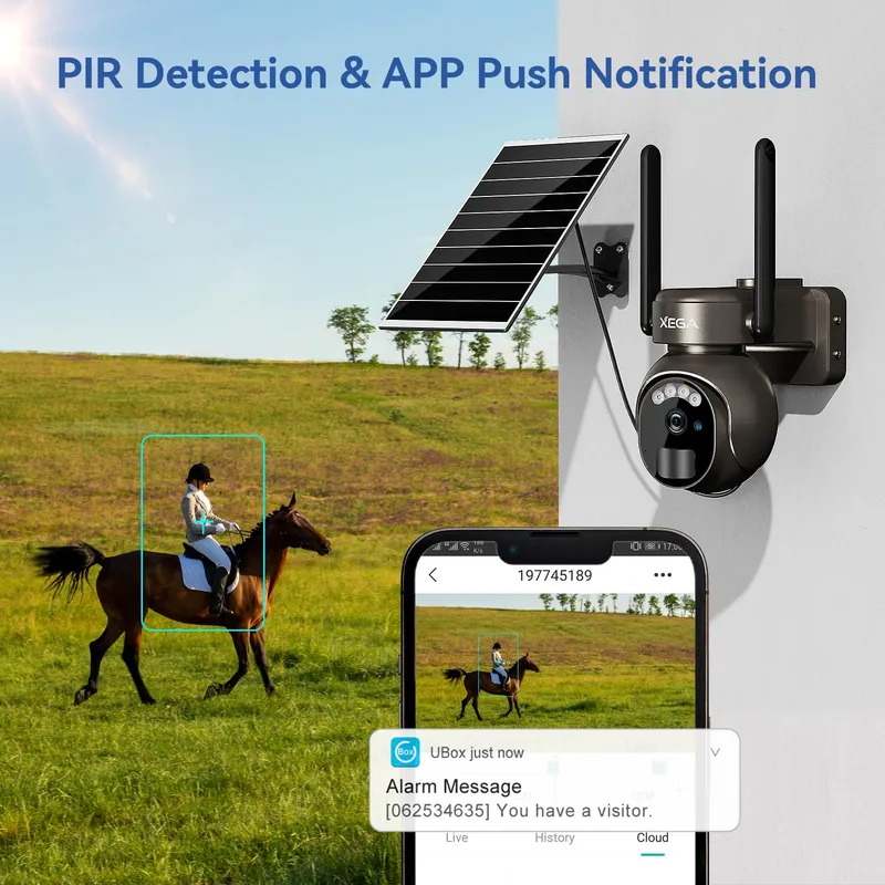 XEGA Buitencamera 4G LTE Solar 2K HD 3MP PTZ Draadloos IP66 — foto 4