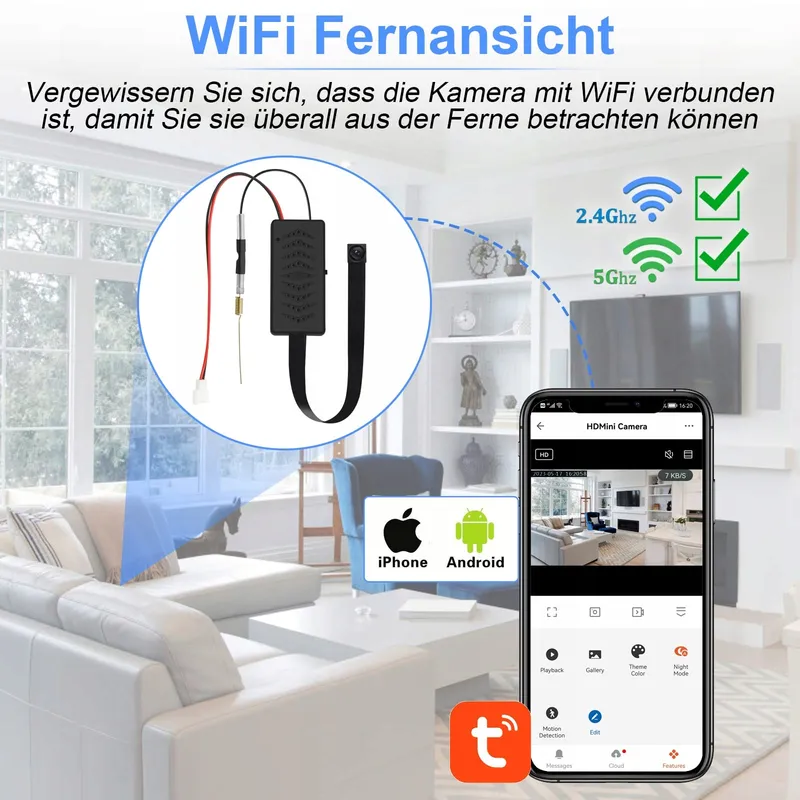 NISANUKI Mini Camera WLAN 5G 2.4G WiFi 1080P HD Microcamera — foto 2