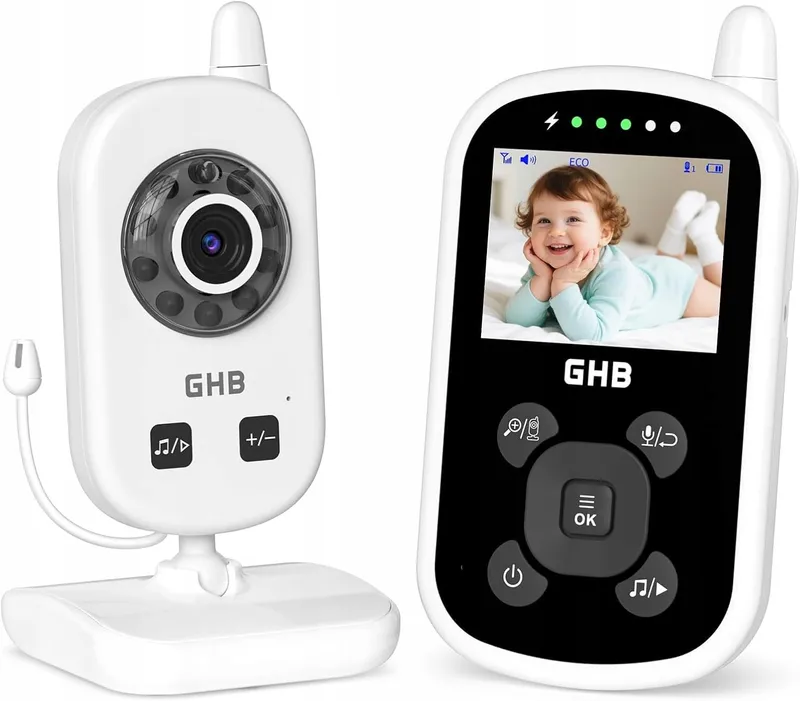GHB Babyfoon Camera 2.4GHz Zoom Slaapliedjes ECO Nachtmodus 2X Digitaal — foto 1