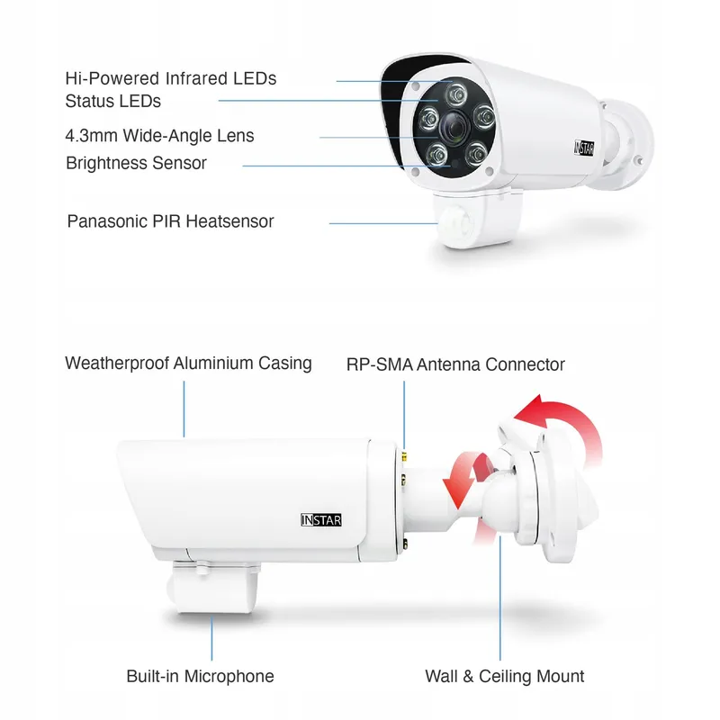 INSTAR Camera Buiten 4K LAN WLAN PoE HomeKit AI IR Microfoon Audio — foto 2