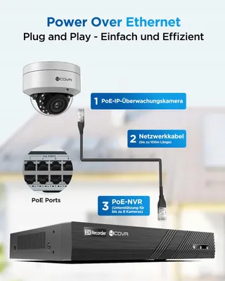 4COVR Buitencamera Set 4K 8CH 4x8MP PoE IP67 Microfoon AI — miniatuur 3