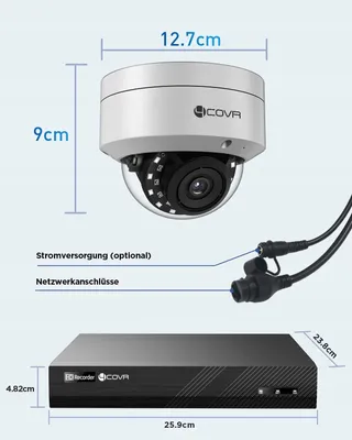 4COVR Buitencamera Set 4K 8CH 4x8MP PoE IP67 Microfoon AI — miniatuur 9