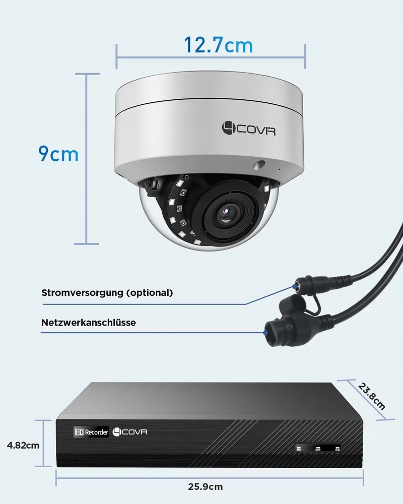 4COVR Buitencamera Set 4K 8CH 4x8MP PoE IP67 Microfoon AI — foto 9