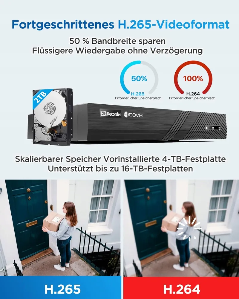 4COVR Buitencamera Set 4K 8CH 4x8MP PoE IP67 Microfoon AI — foto 8