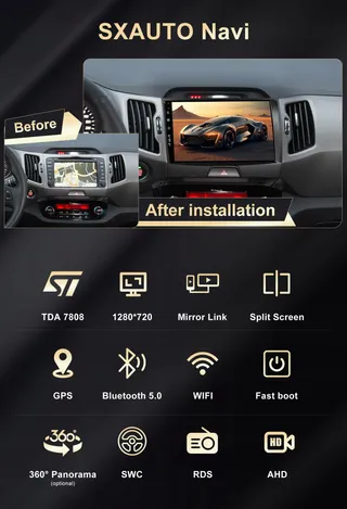 SXAUTO Android 15 Autoradio 6G 128G Kia Sportage 2010-2015 9 Inch — miniatuur 4