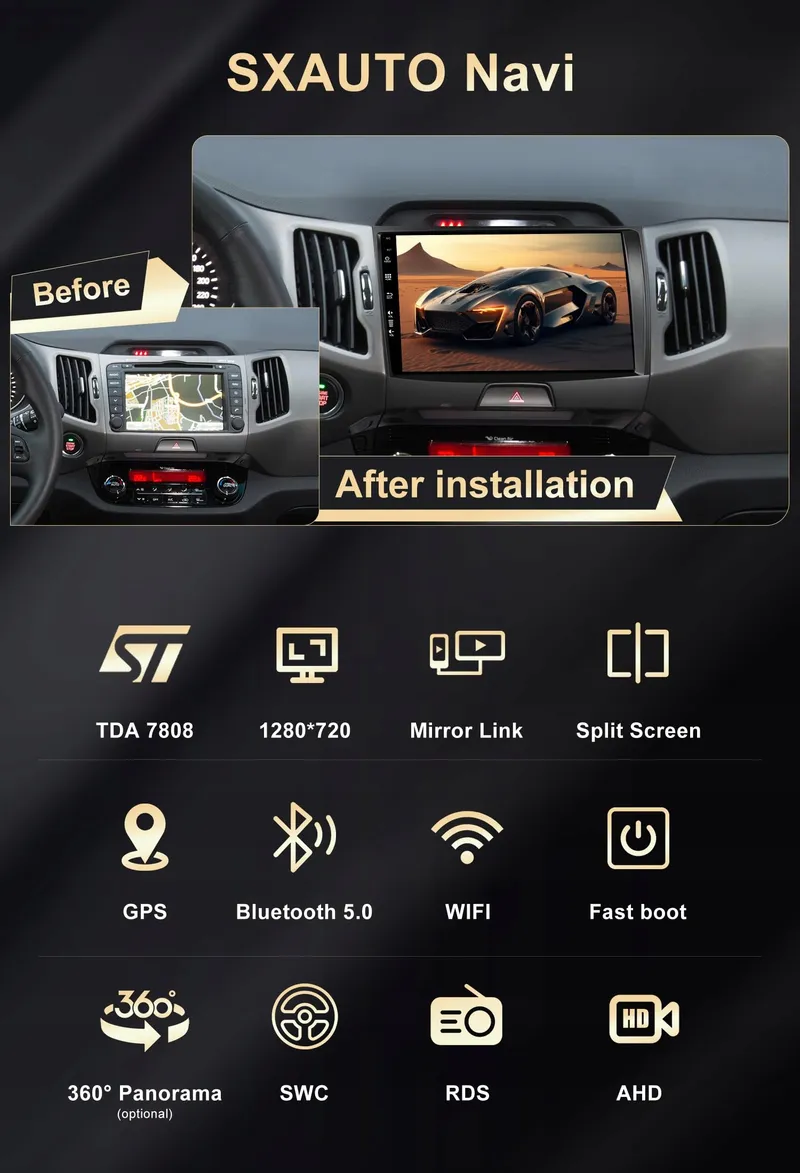 SXAUTO Android 15 Autoradio 6G 128G Kia Sportage 2010-2015 9 Inch — foto 4