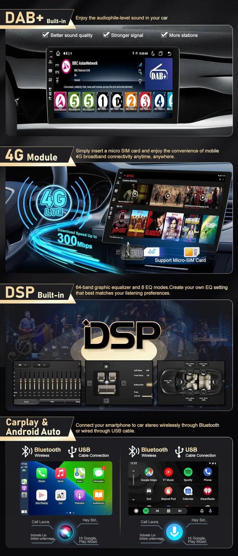 SXAUTO Android 15 Autoradio 6G 128G Kia Sportage 2010-2015 9 Inch — foto 3