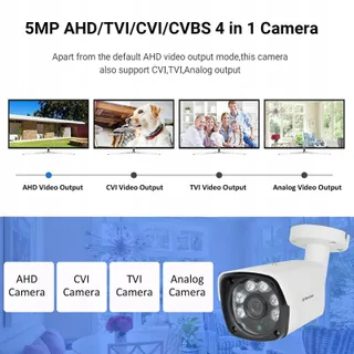EVTEVISION 5MP Buitencamera AHD TVI CVI CVBS IP66 IR Nachtzicht 30m — miniatuur 2