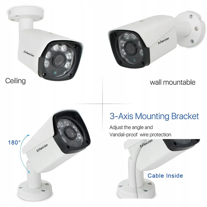 EVTEVISION 5MP Buitencamera AHD TVI CVI CVBS IP66 IR Nachtzicht 30m — foto 7